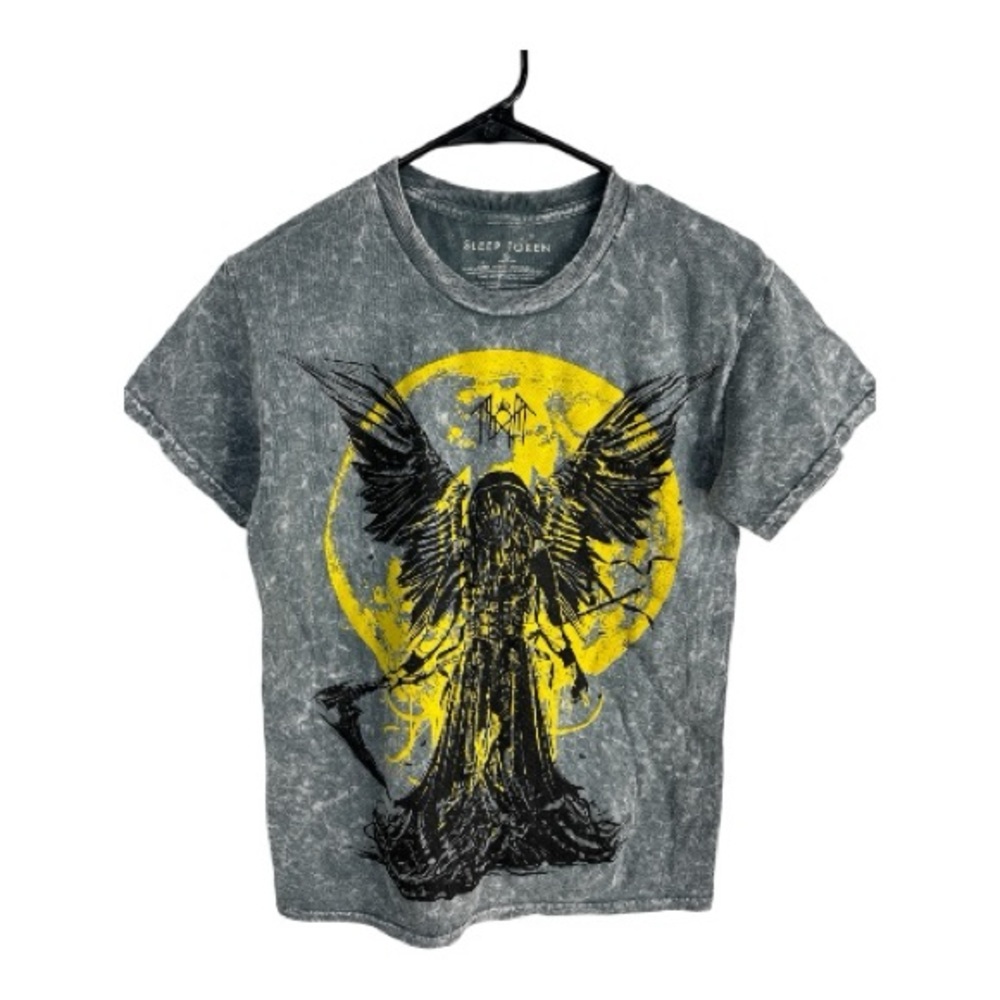 Sleep Token Women’s Gray and Yellow Moon Reaper Graphic Tee Size S NWOT Unisex